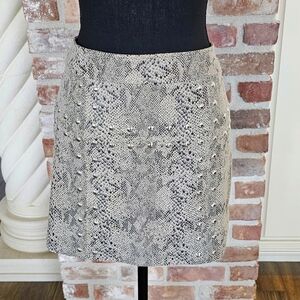 Bar III, Snakeskin Vegan Leather Mini Skirt, size S, Like New